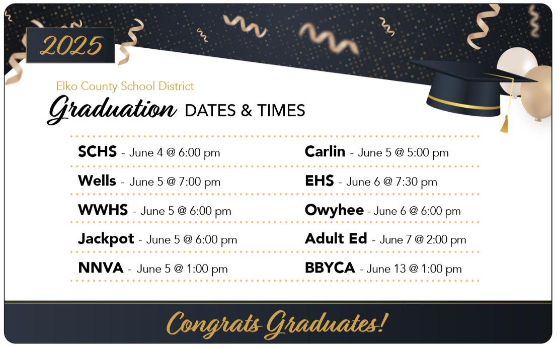Elko Area Graduation Dates and Times